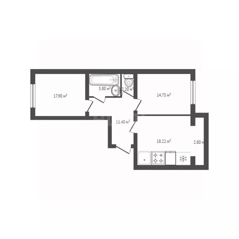 2-к кв. Брянская область, Брянск Бежицкая ул., 1к7 (70.3 м) - Фото 1