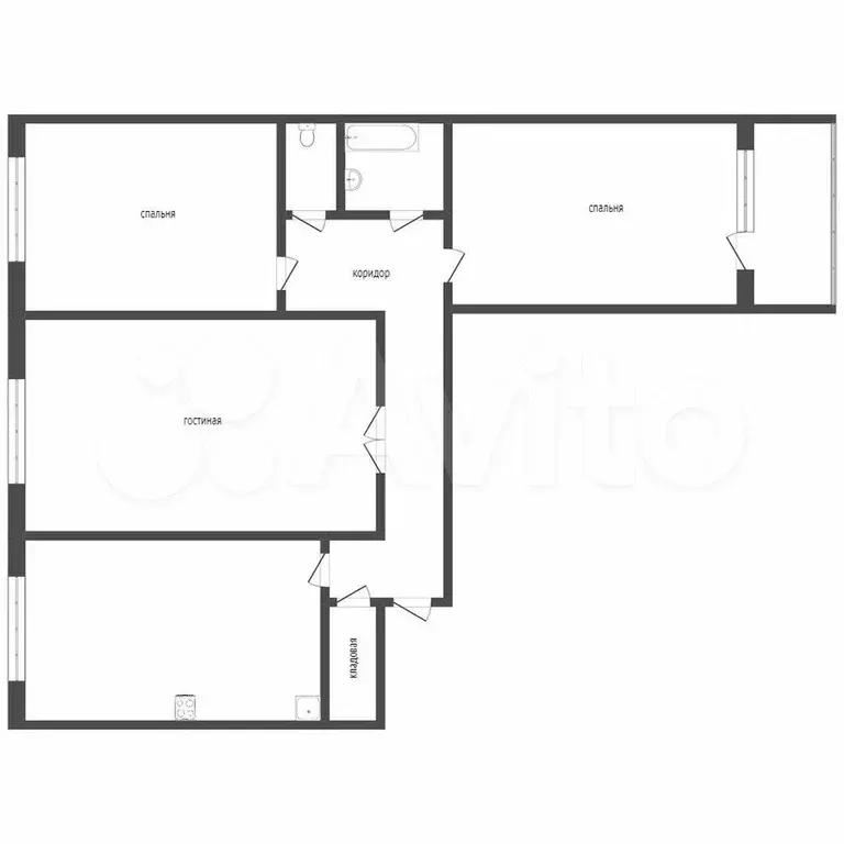 3-к. квартира, 65,1 м, 1/9 эт. - Фото 0