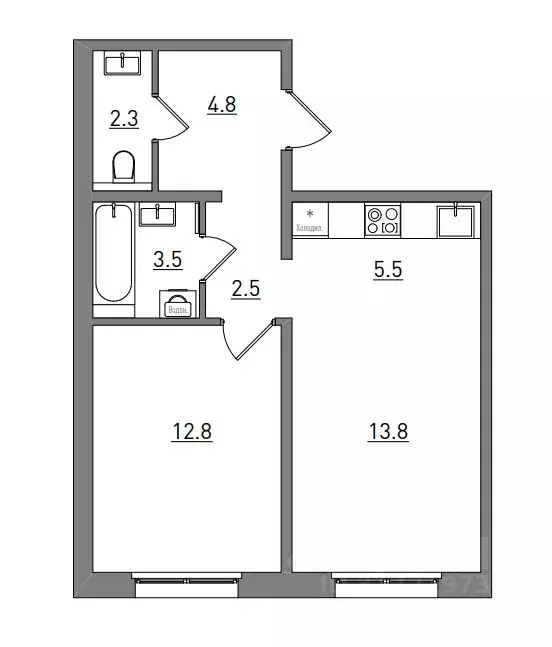 2-к кв. Кировская область, Киров ул. Чистопрудненская, 13А (45.2 м) - Фото 1