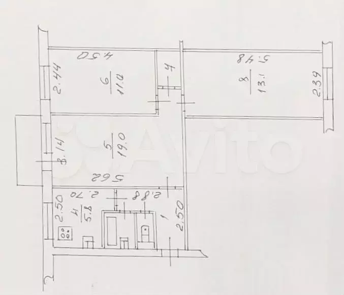 3-к. квартира, 59,9 м, 5/5 эт. - Фото 0