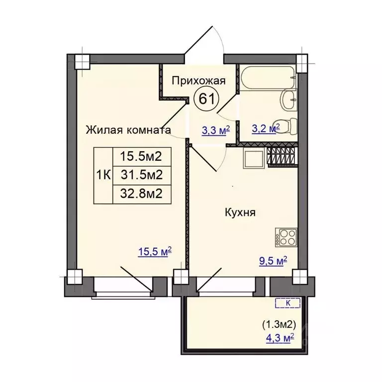 1-к кв. Псковская область, Псковский район, Завеличенская волость, д. ... - Фото 1