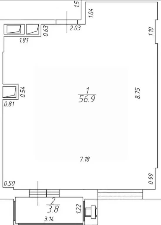Студия Москва Береговой проезд, 5к2 (60.7 м) - Фото 2