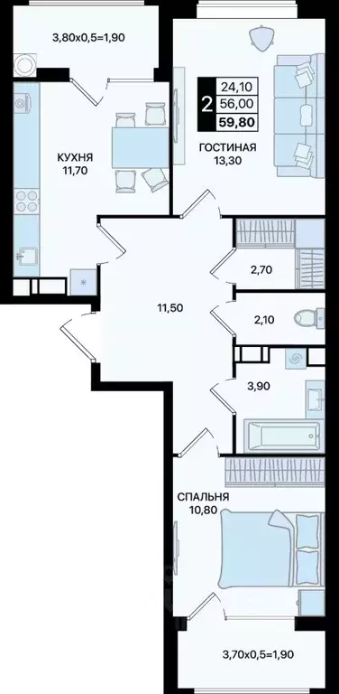 2-к кв. Ростовская область, Ростов-на-Дону Движение61 жилой комплекс ... - Фото 1