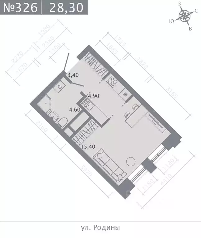 Студия Татарстан, Казань ул. Родины, 27Б (28.3 м) - Фото 0