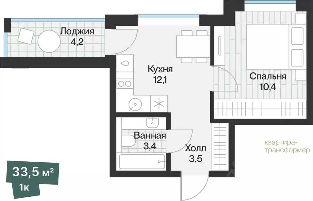1-к кв. Тюменская область, Тюмень ул. Игоря Комиссарова, 8 (31.4 м) - Фото 0