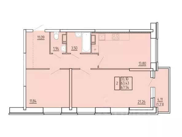 2-к кв. Архангельская область, Северодвинск И-1 кв-л,  (64.46 м) - Фото 0