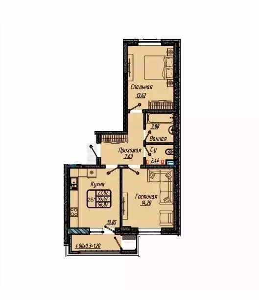 2-к кв. Краснодарский край, Краснодар 9-й километр мкр,  (59.82 м) - Фото 1