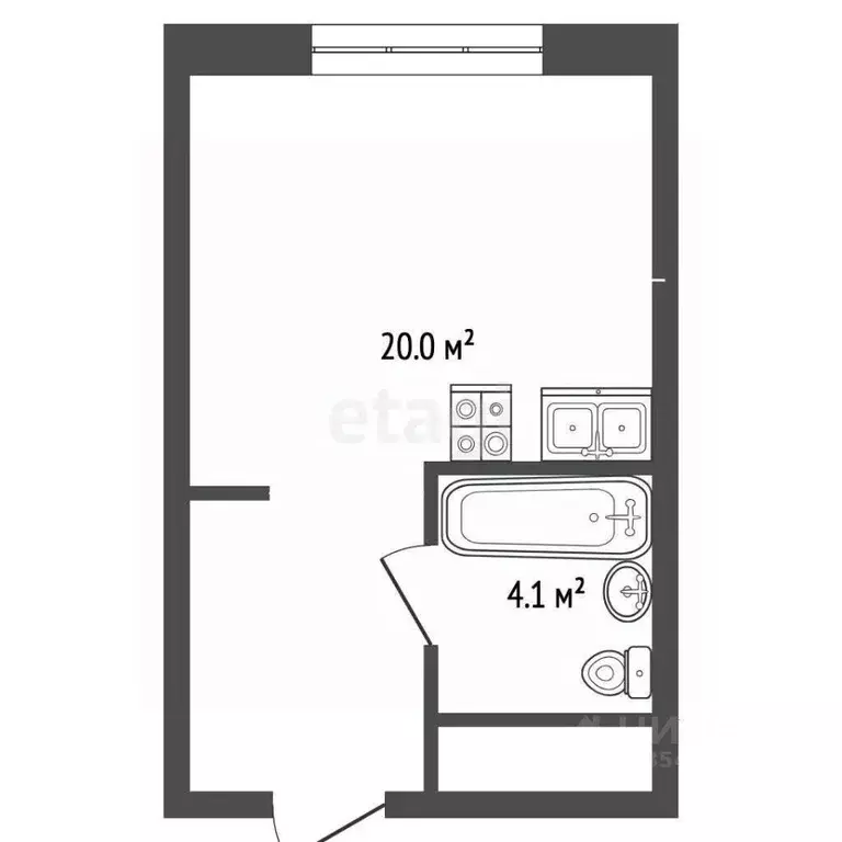 Студия Крым, Ялта ул. Строителей, 1 (24.0 м) - Фото 2