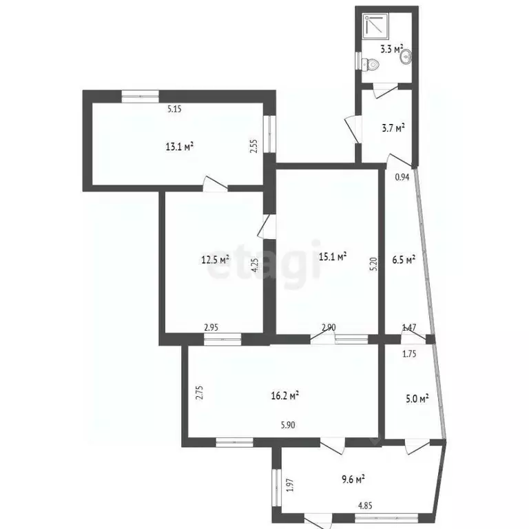 2-к кв. Крым, Бахчисарай ул. Македонского, 6А (70.9 м) - Фото 2