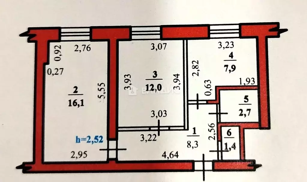 2-к кв. Башкортостан, Стерлитамак ул. Дружбы, 32 (48.4 м) - Фото 1