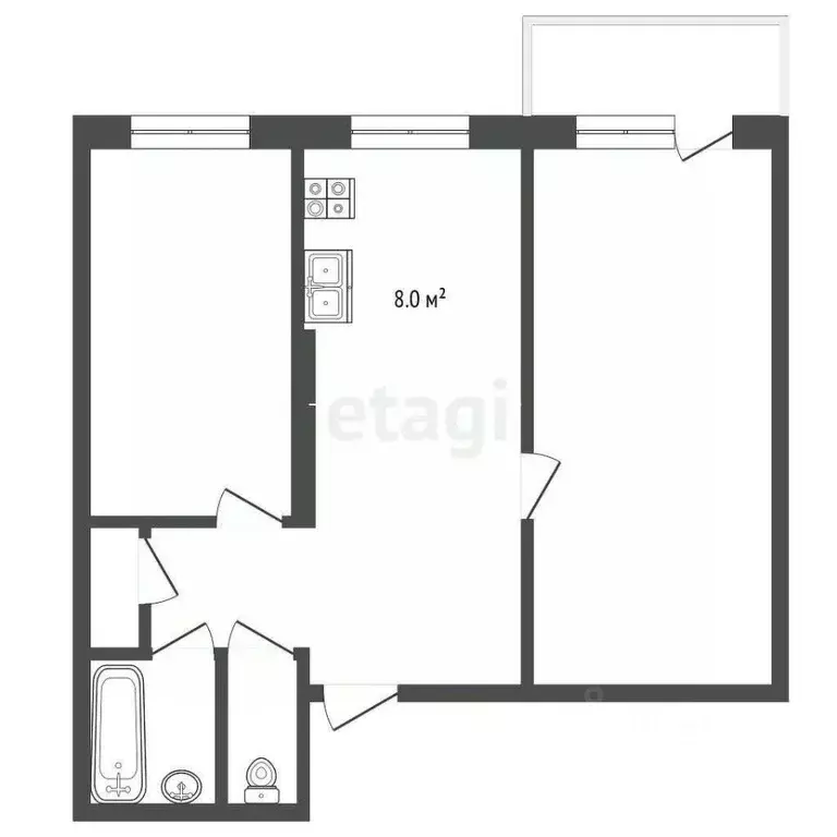 3-к кв. Саха (Якутия), Якутск Мерзлотная ул., 31 (61.8 м) - Фото 2