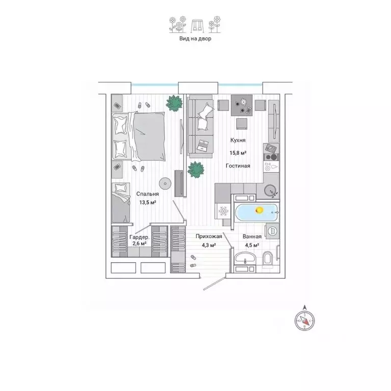 2-к кв. Приморский край, Владивосток ул. Нейбута (41.1 м) - Фото 1