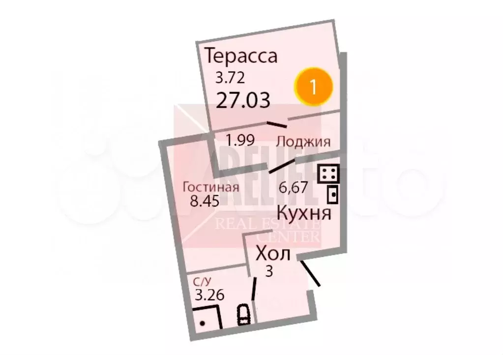 Квартира-студия, 28,6 м, 1/9 эт. - Фото 0
