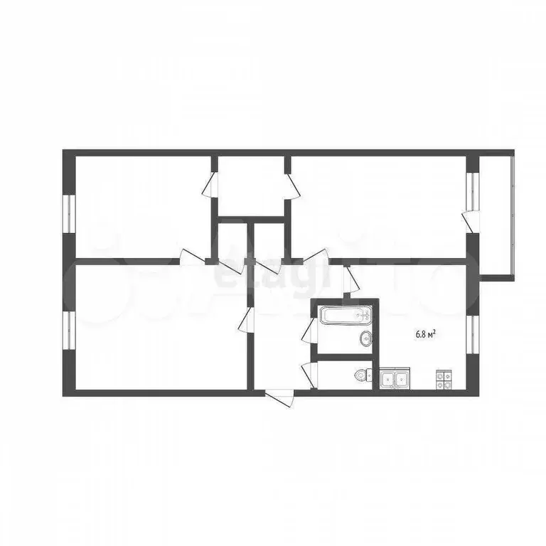 3-к. квартира, 58,9 м, 4/5 эт. - Фото 0