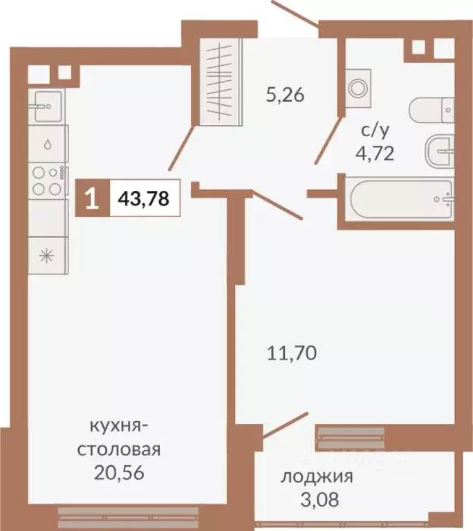 1-к кв. Свердловская область, Екатеринбург пер. Старателей (43.78 м) - Фото 1