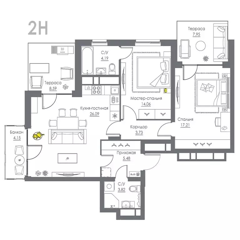 2-комнатная квартира: Тульская область, Щёкино, Ясенковский проезд, ... - Фото 1