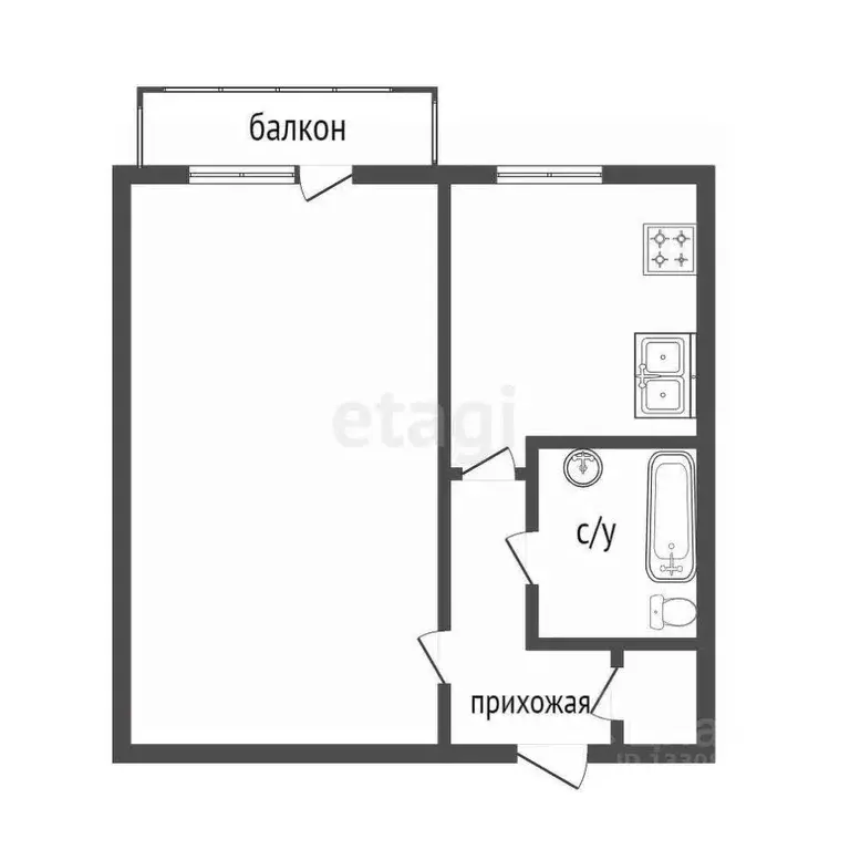 1-к кв. Омская область, Омск ул. Ватутина, 7Б (30.0 м) - Фото 1