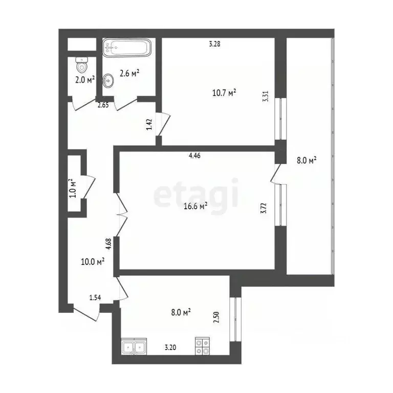 2-к кв. Томская область, Северск Коммунистический просп., 120 (50.0 м) - Фото 2