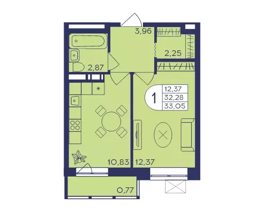 Продаётся 1-к квартира, 33 м - Фото 1