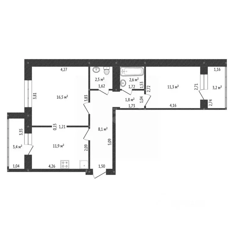 2-к кв. Башкортостан, Уфа ул. Комарова, 8 (54.7 м) - Фото 2