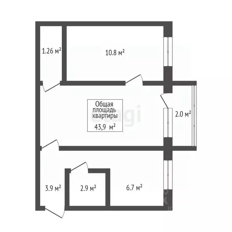 2-к кв. Томская область, Северск ул. Кирова, 14 (43.9 м) - Фото 1