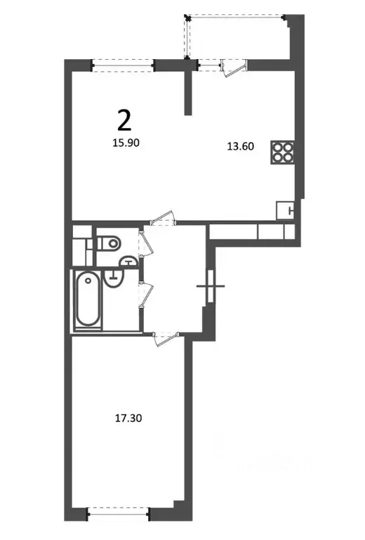 2-к кв. Москва Кусковская ул., 12/1 (57.8 м) - Фото 2