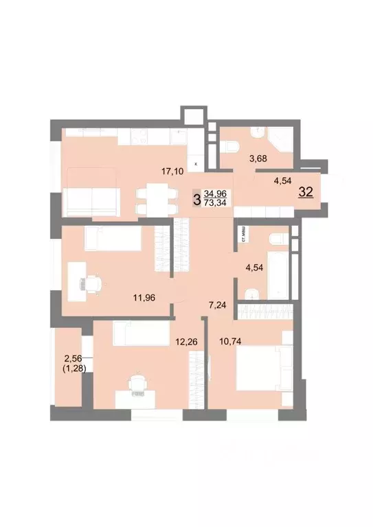 3-к кв. Свердловская область, Екатеринбург ул. Тенистая, 8с5 (73.34 м) - Фото 0