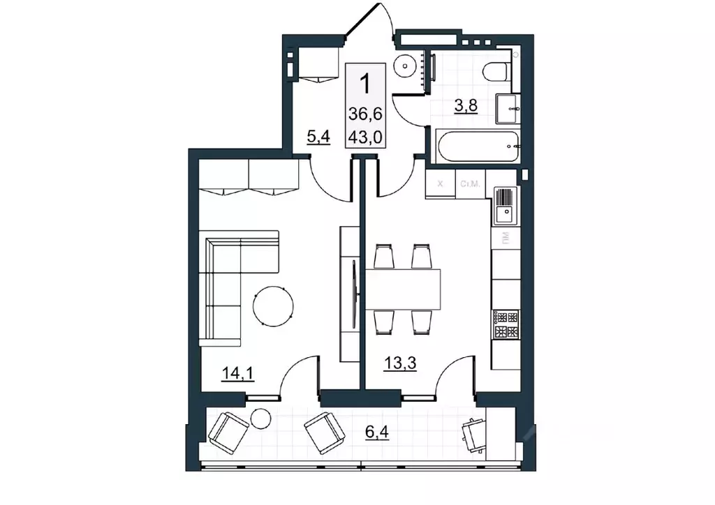1-к кв. Саратовская область, Саратов ул. Имени Евгения Долгина, 6 ... - Фото 1