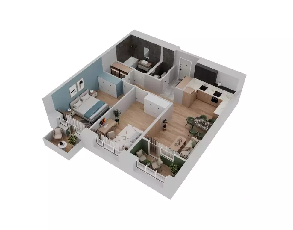 2-к кв. Башкортостан, Уфа Бионика Парк жилой комплекс, 4 (71.7 м) - Фото 1