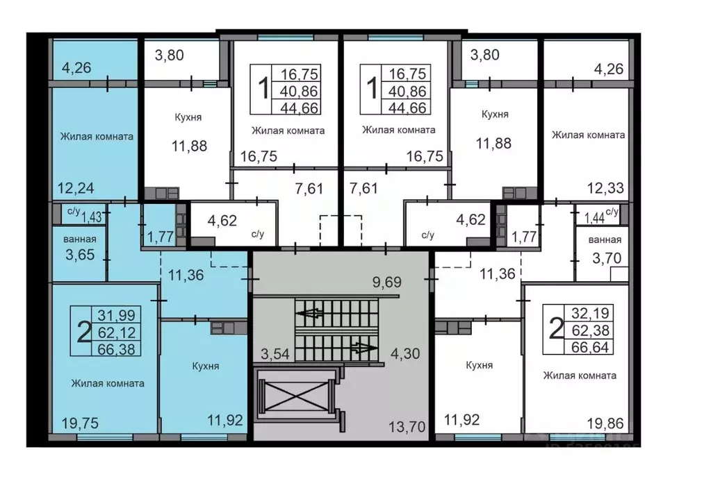 2-к кв. Калужская область, Калуга ул. Минская, 2 (66.38 м) - Фото 1