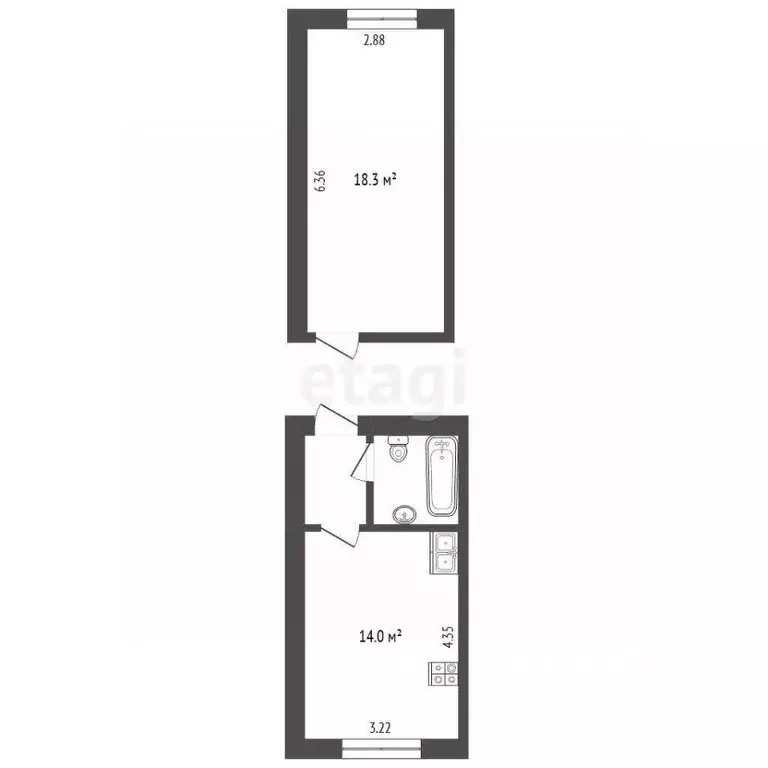 1-к кв. Крым, Бахчисарайский район, с. Долинное ул. Ленина, 26 (37.1 ... - Фото 2