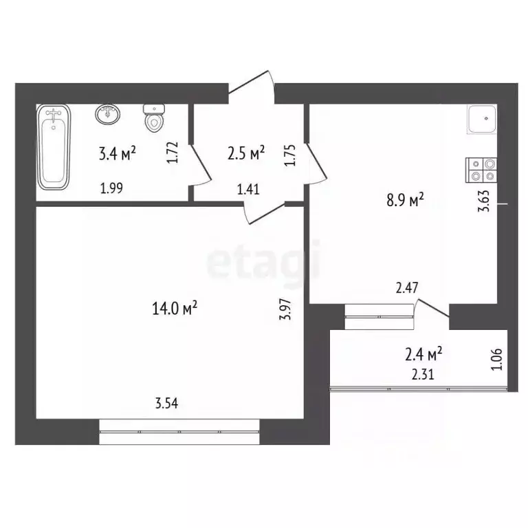 1-к кв. Калининградская область, Калининград ул. Николая Карамзина, 36 ... - Фото 1