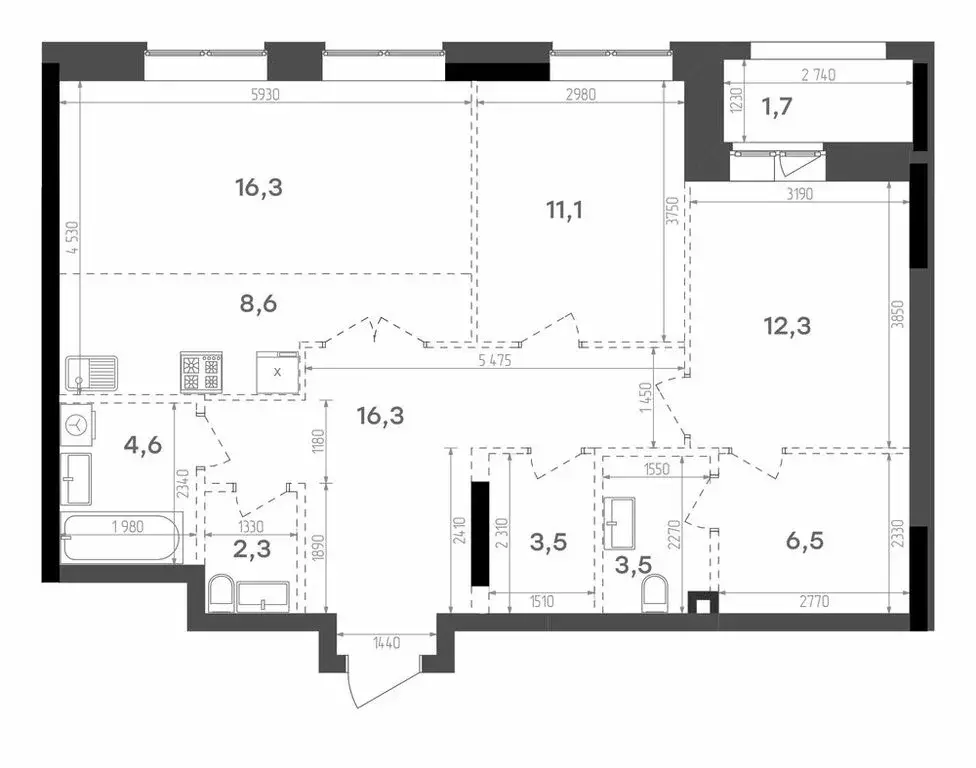 2-комнатная квартира: Казань, Краснококшайская улица, 60 (86.95 м) - Фото 1