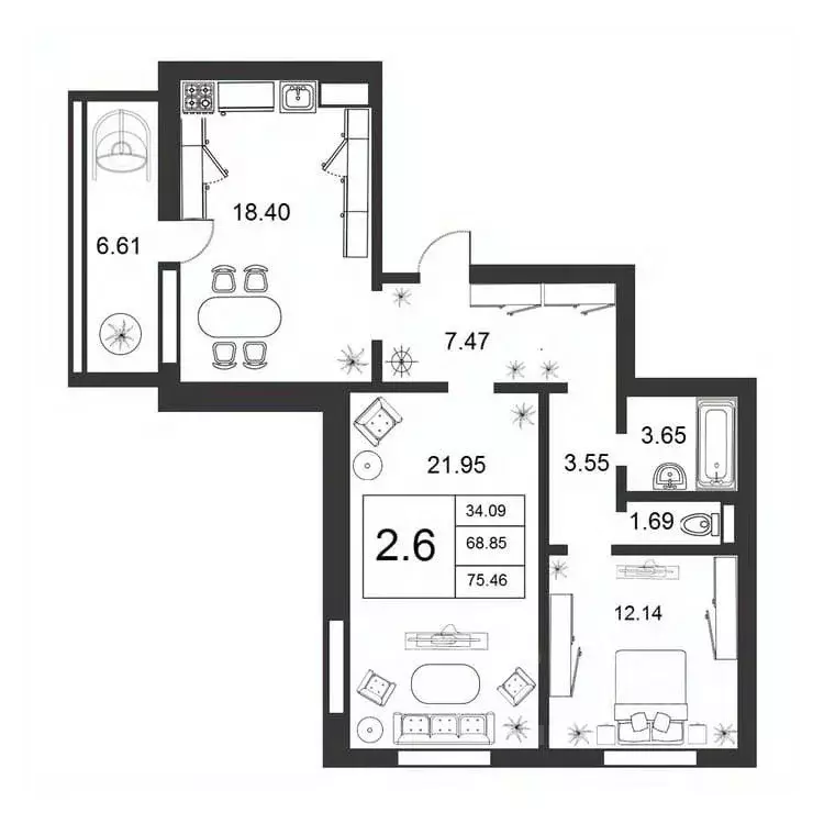 3-к кв. Новгородская область, Великий Новгород ул. Якова Павлова, 15 ... - Фото 1