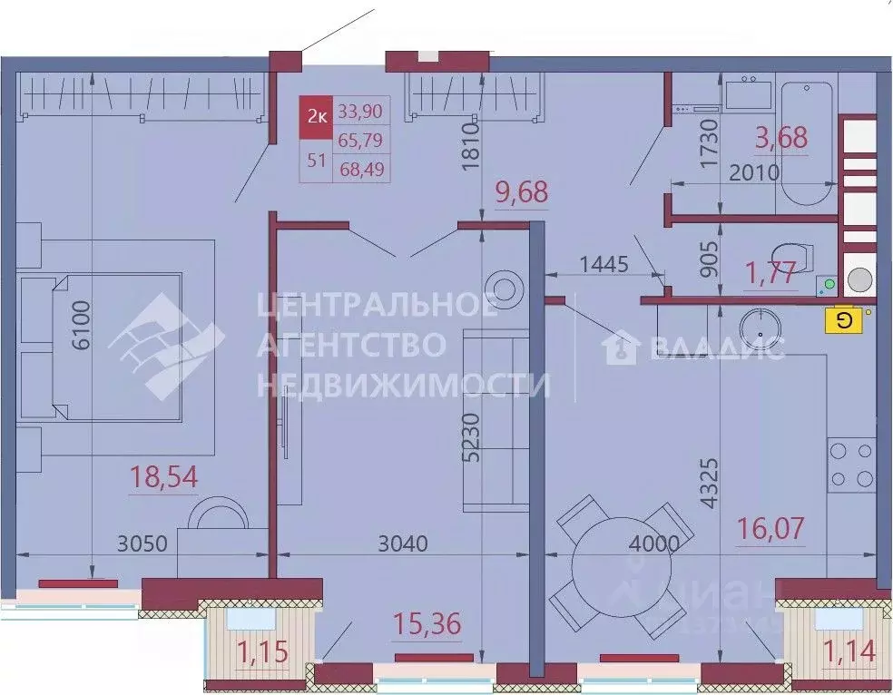 2-к кв. Рязанская область, Рязань Московский р-н, ул. Ветеринарная, 19 ... - Фото 2