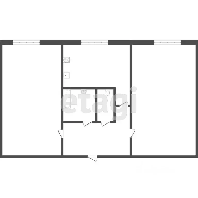 2-к кв. Томская область, Томск Спичфабрика мкр, ул. Репина, 15 (47.0 ... - Фото 1