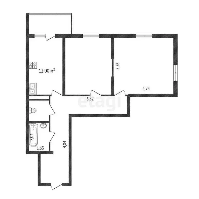 2-комнатная квартира: Тобольск, 15-й микрорайон, 31 (60 м) - Фото 0