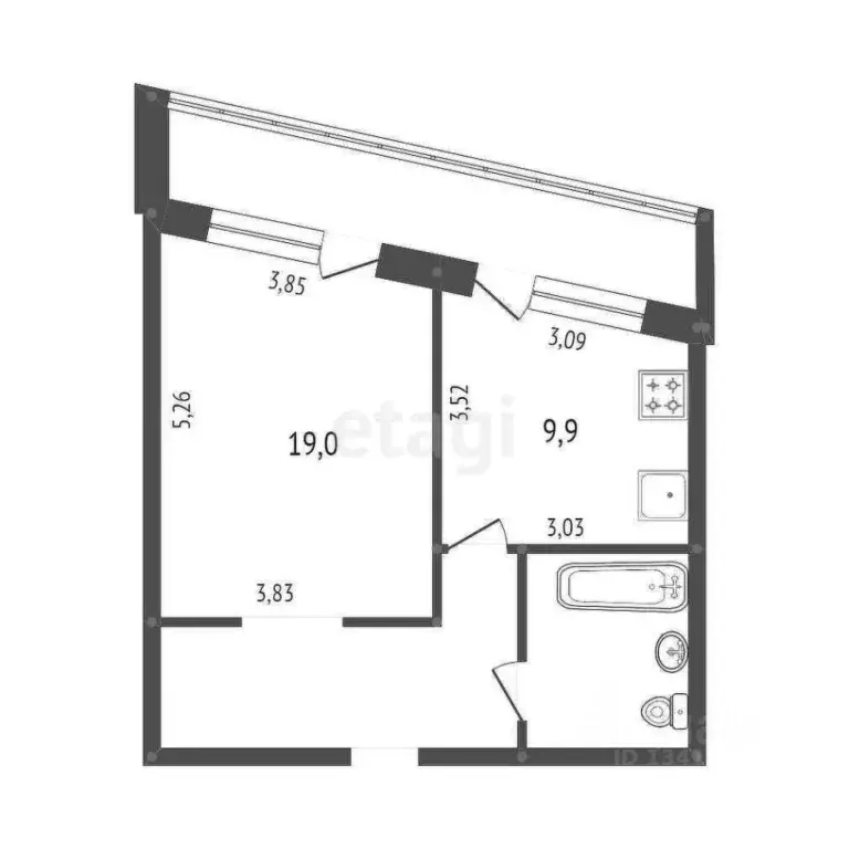 1-к кв. Белгородская область, Белгород 10-й мкр, ул. 60 лет Октября, ... - Фото 2