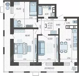 3-к кв. Краснодарский край, Краснодар 9-й километр мкр, ул. ... - Фото 1