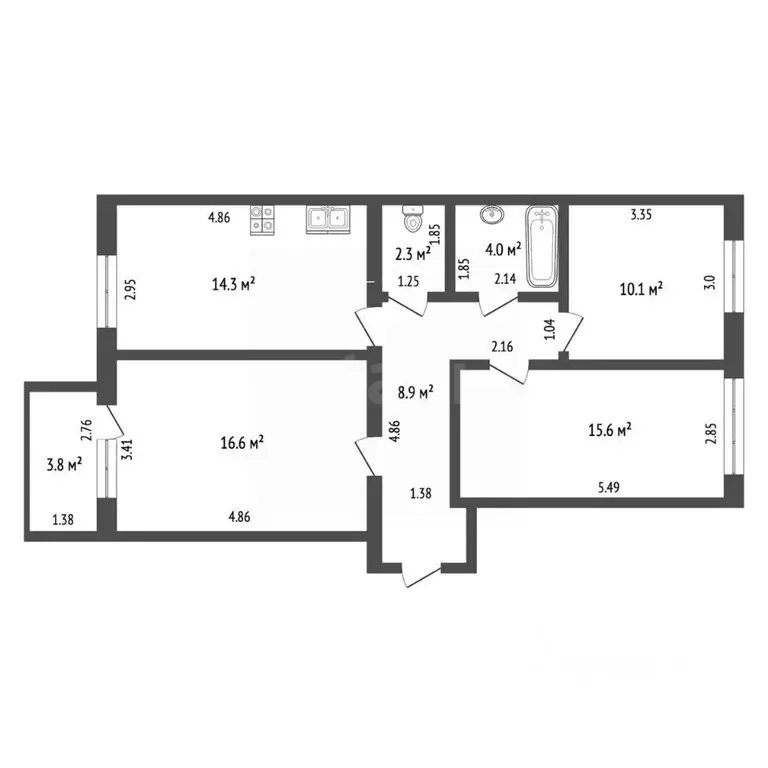 3-к кв. Омская область, Омск ул. Завертяева, 18к11 (71.4 м) - Фото 2