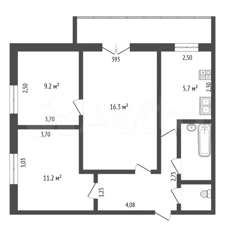 3-к. квартира, 53 м, 3/9 эт. - Фото 0