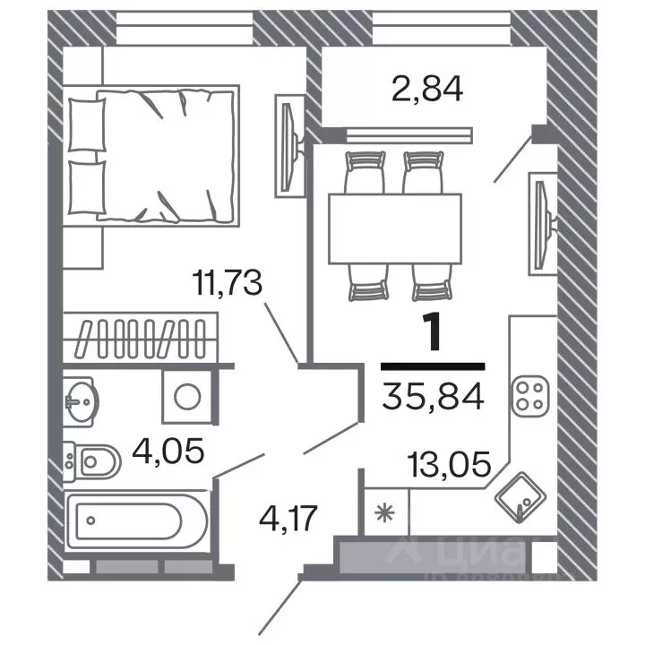 1-к кв. Рязанская область, Рязань Петра и Февронии жилой комплекс ... - Фото 1