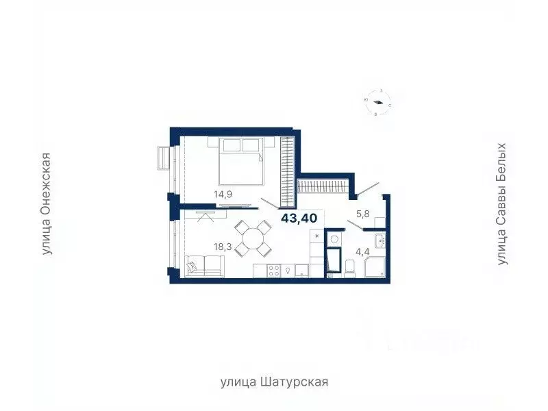 1-к кв. Свердловская область, Екатеринбург ул. Шатурская (43.4 м) - Фото 0