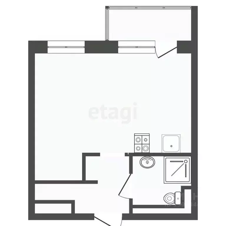 Студия Тюменская область, Тюмень Профсоюзная ул., 63к1 (34.0 м) - Фото 2