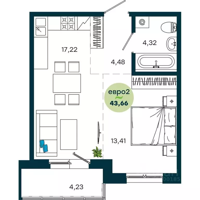 1-к кв. Иркутская область, Иркутск ул. Безбокова, 7А (43.66 м) - Фото 1