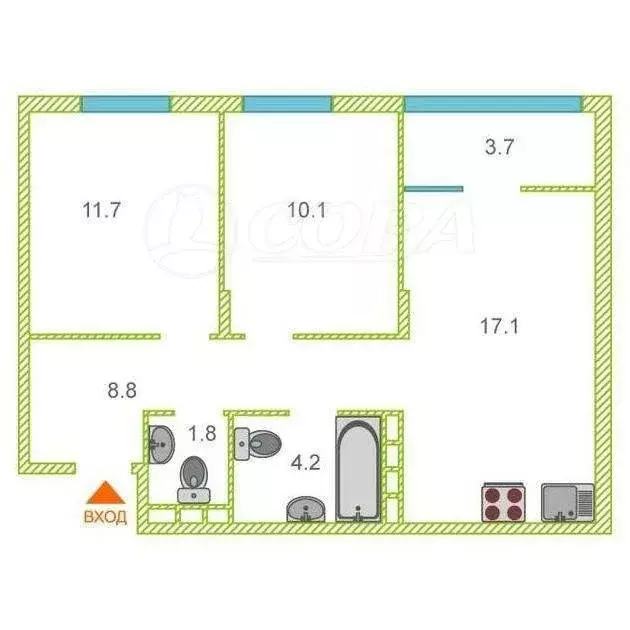2-комнатная квартира: Тюмень, улица Виктора Тимофеева, 10 (60 м) - Фото 0