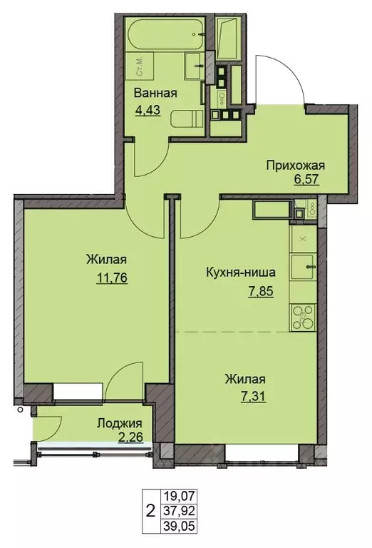 1-к кв. Удмуртия, Ижевск ул. Чехова, 46 (39.05 м) - Фото 0