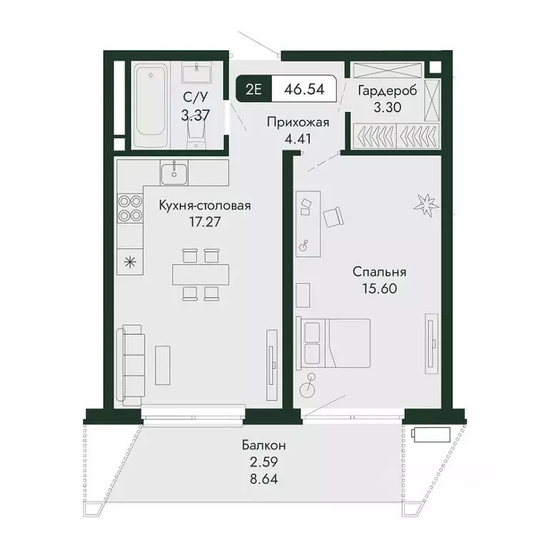 1-к кв. Крым, Алушта  (46.54 м) - Фото 1