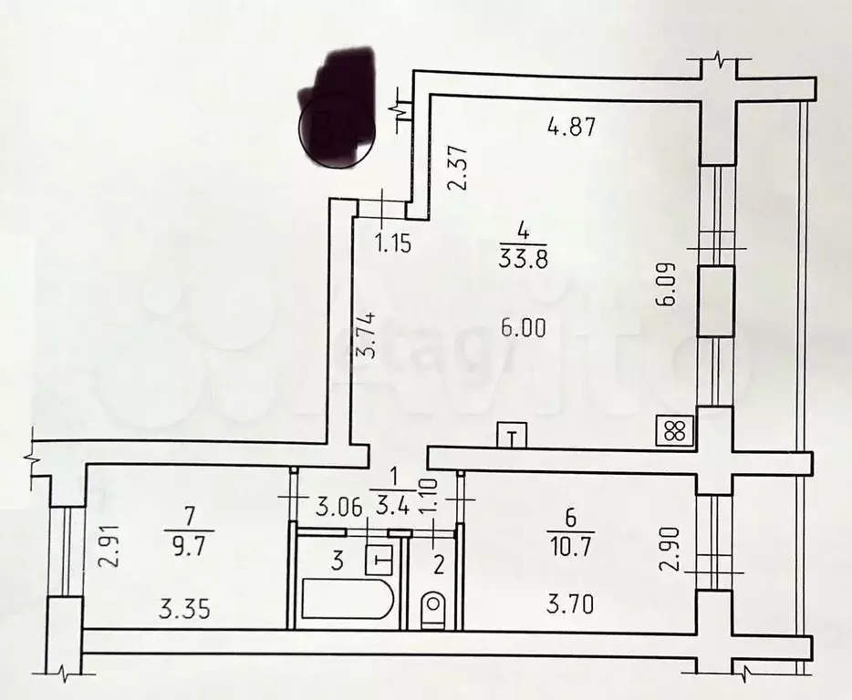 3-к. квартира, 62 м, 6/10 эт. - Фото 0
