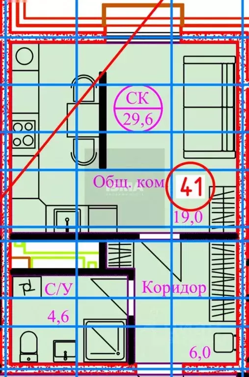 Студия Чеченская республика, Грозный просп. В.В. Путина, 3А (29.6 м) - Фото 1